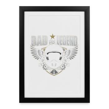 Papa Légende Casque Moto: Ailes -Father's Day - Affiche encadrée (27 × 37 cm) - noir - Devant