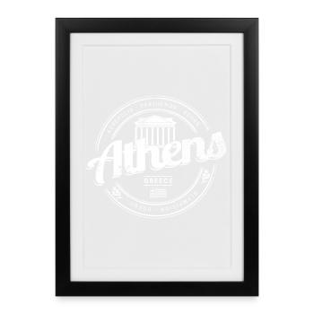 Athènes, Grèce, avec un souvenir vintage de l’Acropole - Affiche encadrée (27 × 37 cm) - noir - Devant