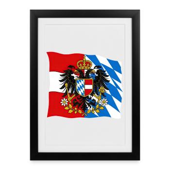 Drapeau d’amitié Bavière Autriche - Affiche encadrée (27 × 37 cm) - noir - Devant