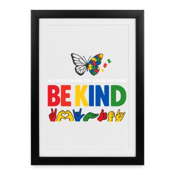 Be Kind Sign Language Inclusive - Framed poster (27 × 37 cm) - black - Front