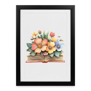 Livre fleuri - Affiche encadrée (27 × 37 cm) - noir - Devant