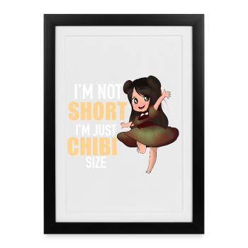 Je ne suis pas petit, je suis un cadeau mignon drôle d’anime taille chibi. - Affiche encadrée (27 × 37 cm) - noir - Devant