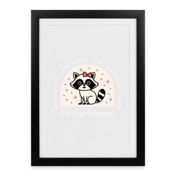 Feral girl summer raccoon - Framed poster (27 × 37 cm) - black - Front