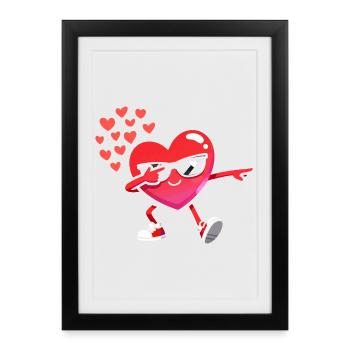 Cœur rétro design de la Saint-Valentin Amour - Affiche encadrée (27 × 37 cm) - noir - Devant