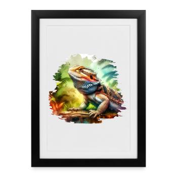 Cadeau dragon barbu - Affiche encadrée (27 × 37 cm) - noir - Devant