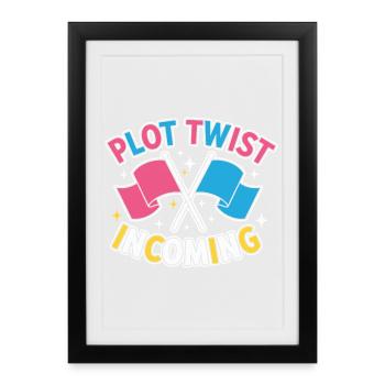 Gender Reveal Plot Twist Incoming Team Pink Team - Framed poster (27 × 37 cm) - black - Front