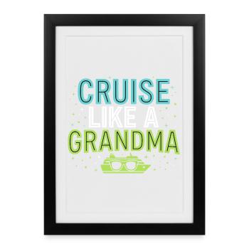 Cruising Granny, Grandma On Deck, - Framed poster (27 × 37 cm) - black - Front