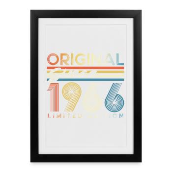 60. Geburtstag 60 Jahre 1966 Jahrgang geboren - Gerahmtes Poster (27 × 37 cm) - Schwarz - Vorne
