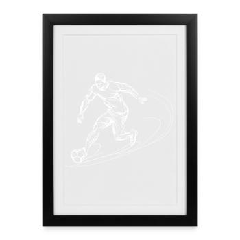 Art de lignes d’un joueur de football - Affiche encadrée (27 × 37 cm) - noir - Devant