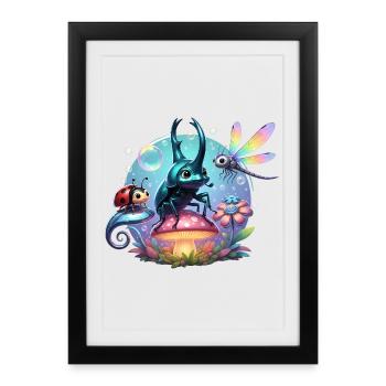 Cute Metallic Scarab and Friends - Framed poster (27 × 37 cm) - black - Front
