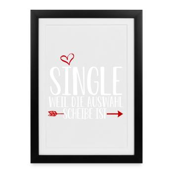 Single Humor mit Herz und Pfeil - Gerahmtes Poster (27 × 37 cm) - Schwarz - Vorne