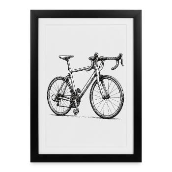 Cleanes minimalistischen Rennrad. Let´s Ride - Gerahmtes Poster (27 × 37 cm) - Schwarz - Vorne