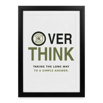Over Think – Humor about Overthinking - Framed poster (27 × 37 cm) - black - Front
