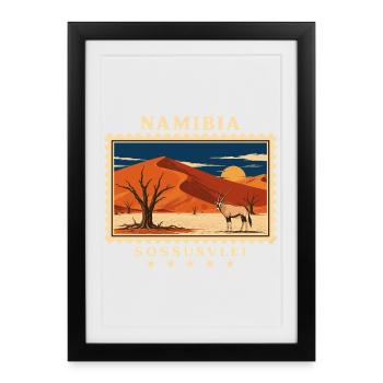 Namibia Sossusvlei Vintage Travel Brand - Framed poster (27 × 37 cm) - black - Front