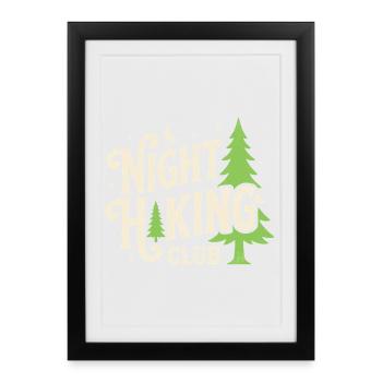 Aventure en plein air - Club de randonnée nocturne - Affiche encadrée (27 × 37 cm) - noir - Devant