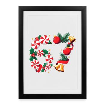 67 Candy Peppermint Christmas Wreath six seven - Framed poster (27 × 37 cm) - black - Front
