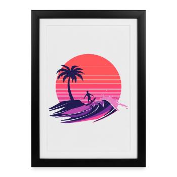 Sunset Wave Rider - Framed poster (27 × 37 cm) - black - Front