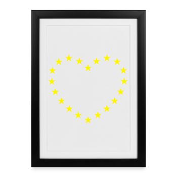 EU Sterne, Herz - Affiche encadrée (27 × 37 cm) - noir - Devant