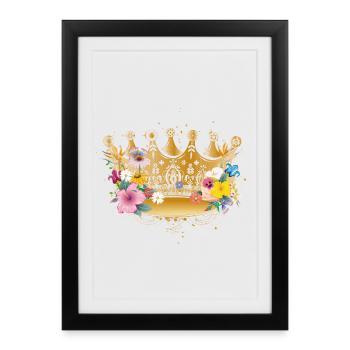 Golden crown with flowers - Framed poster (27 × 37 cm) - black - Front