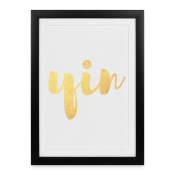 Yin (Yin et Yang) Gold Yoga Look partenaire - Affiche encadrée (27 × 37 cm) - noir - Devant