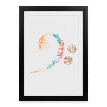 Bass Clef, Bass Clef vintage distressed - Framed poster (27 × 37 cm) - black - Front