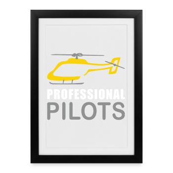 Logo de l’hélicoptère : Pilotes professionnels - Affiche encadrée (27 × 37 cm) - noir - Devant