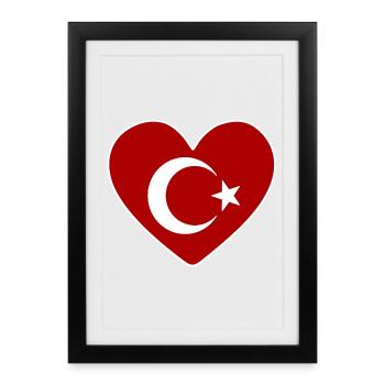 Coeur comme drapeau turc - Affiche encadrée (27 × 37 cm) - noir - Devant