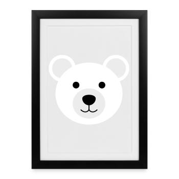 Polar Bear Head Cute Smiling Polar Bear Head Polar Bear Head - Framed poster (27 × 37 cm) - black - Front
