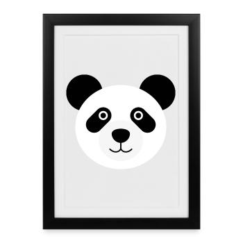 Ours panda tête de panda - Affiche encadrée (27 × 37 cm) - noir - Devant