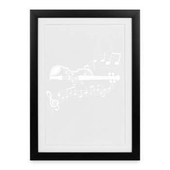 Violin with flowing notes - Framed poster (27 × 37 cm) - black - Front