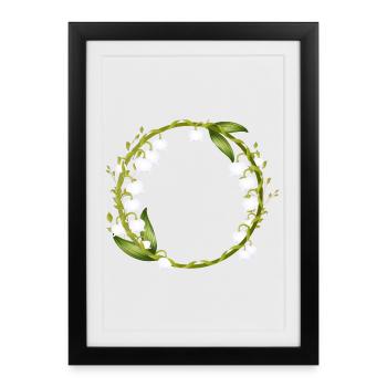délicate couronne printanière de muguet - Affiche encadrée (27 × 37 cm) - noir - Devant