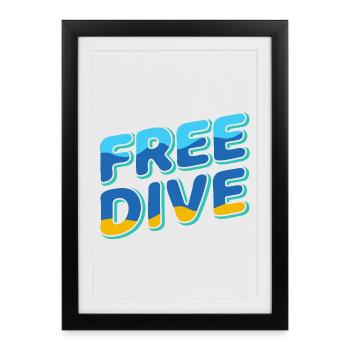 Freedive - Plongée One Breath - Freediving World - Affiche encadrée (27 × 37 cm) - noir - Devant
