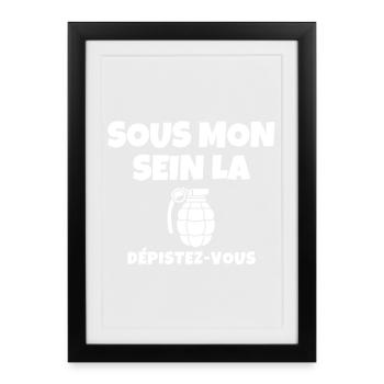 cancer, cancer du sein, octobre rose - Affiche encadrée (27 × 37 cm) - noir - Devant