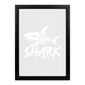 Squelette de requin - Affiche encadrée (27 × 37 cm) - noir - Devant