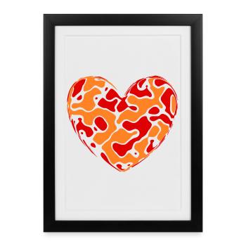 Heart Colorful Pattern Heart Pattern Gift Heart Pattern - Framed poster (27 × 37 cm) - black - Front