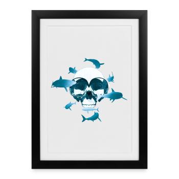 Skull & Scuba Diving - Framed poster (27 × 37 cm) - black - Front
