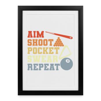 Joueur de billard - Affiche encadrée (27 × 37 cm) - noir - Devant