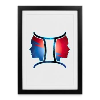 Zodiaque | signe des gémeaux - Affiche encadrée (27 × 37 cm) - noir - Devant