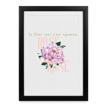 La fleur rose épanouie - Framed poster (27 × 37 cm) - black - Front