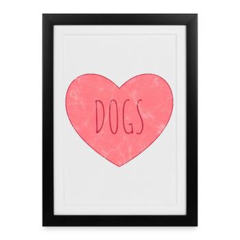 J’aime tous les chiens. Amour de chien * - Affiche encadrée (27 × 37 cm) - noir - Devant