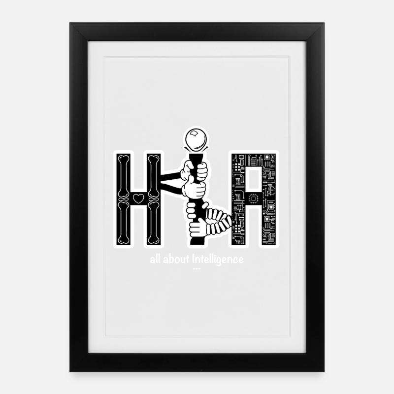 Human vs Artificial Intelligence - Framed poster (27 × 37 cm) - black