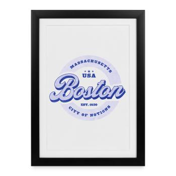 Badge de cercle de lettrage de Boston - Affiche encadrée (27 × 37 cm) - noir - Devant