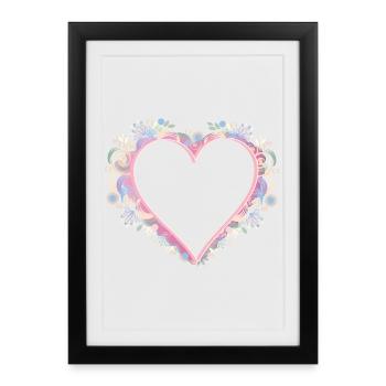 Heart frame in pastel colors and quilling look - Framed poster (27 × 37 cm) - black - Front
