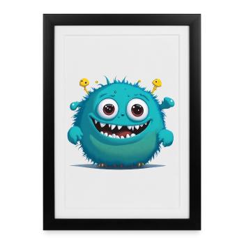 Petit monstre bleu - Affiche encadrée (27 × 37 cm) - noir - Devant
