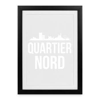 Marseille, PACA, quartier nord, bloc, citée - Affiche encadrée (27 × 37 cm) - noir - Devant