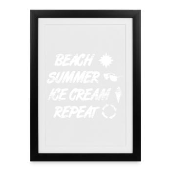 Beach Summer Ice Cream Repetition - Framed poster (27 × 37 cm) - black - Front