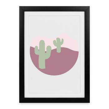 Desert with cacti - Framed poster (27 × 37 cm) - black - Front
