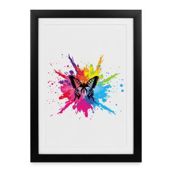 Multicolored butterfly - Framed poster (27 × 37 cm) - black - Front