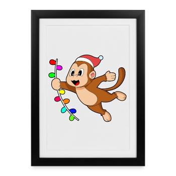 Monkey Christmas Liana - Framed poster (27 × 37 cm) - black - Front