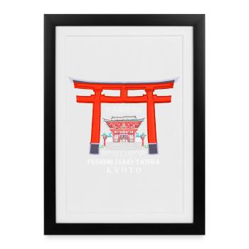 Japan, Kyoto, Fushimi Inari Shrine - Taisha - Framed poster (27 × 37 cm) - black - Front